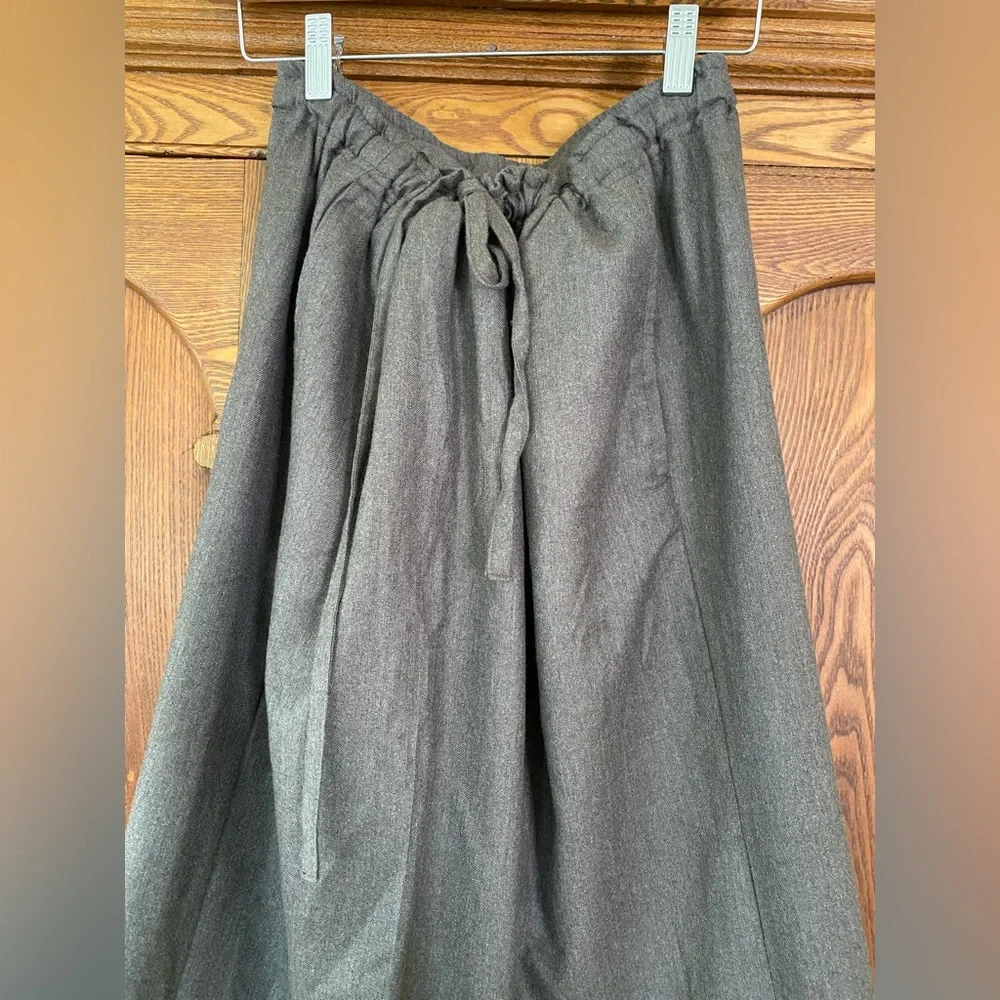 Eskandar pants trousers 1 S M cashmere silk taupe drawstring high waist wide leg - Picture 3 of 6
